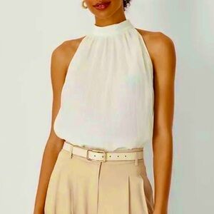 Ann Taylor Cream Halter Blouse
